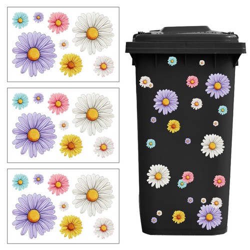 Wheelie bin stickers flowers - bin,