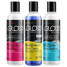 beGloss Latex Care Set 3 x 100ml Latex Rubber Clothing Polish Dressing Aid Clean