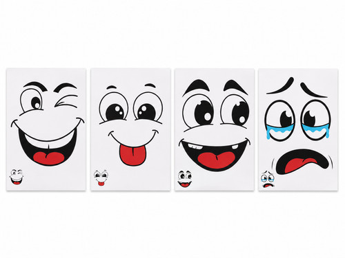 Funny cartoon face stickers - 4x,