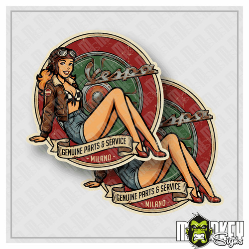 Vespa pinup vintage - vintage, sticker
