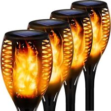 4X Flame Effect Solar Outdoor Lights Stake Garden Path Flickering LED Torch Lam