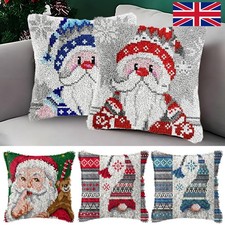 DIY Latch Hooking Rug Kit Christmas Embroidery Latch Hook Cushion Pillow Cover-