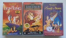 3x Disney VHS Videocassettes - Lion King, Lion King II, Beauty & The Beast