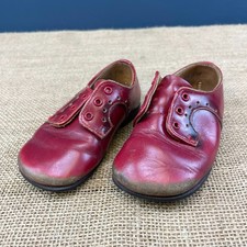 VINTAGE 1960s START-RITE CHILDRENS RED LACE-UP SHOES - CHILDRENS SIZE 4 1/2 D