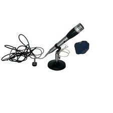 Vintage Weltron Microphone Omni-Directional Dynamic Model 37-123 With Desk Stand