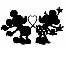 MICKY AND MINNIE MOUSE LOVE HEART TAILS CUT VINYL WALL ART STICKER /DECAL  15cm