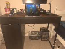 IKEA Modern Computer Work Desk Table Study Shelf Drawer Writing Station Black