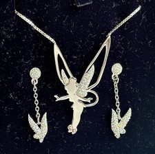 Genuine Swarovski Disney Tinkerbell Necklace and Earrings Set 42-48 cm
