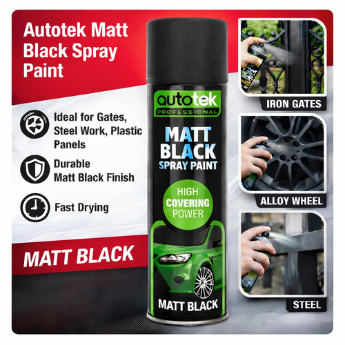Matt black spray paint 500ml - matt,