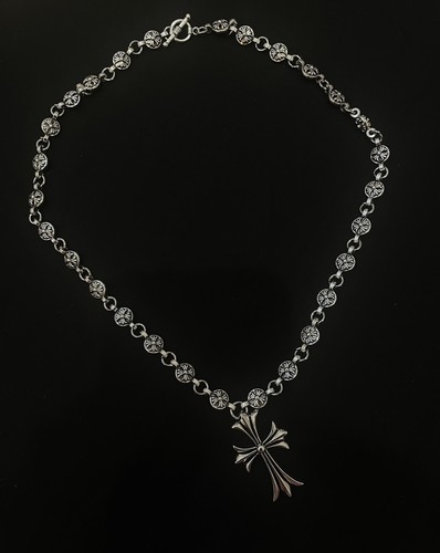Silver cross necklace - cross, vintage