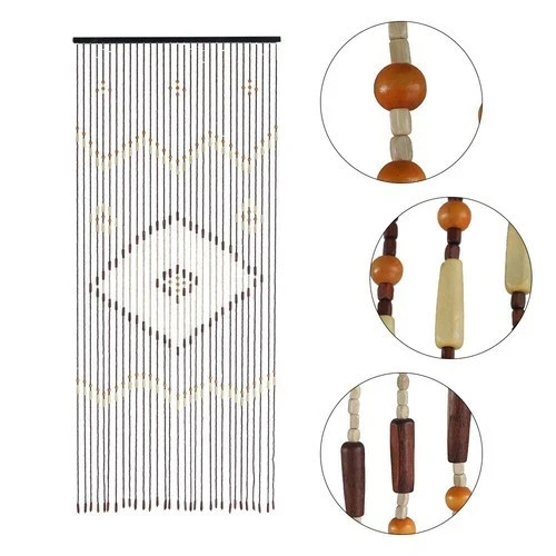 Natural wooden beaded door - beaded,