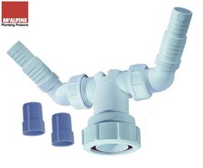 McAlpine Viking Hat V33WM Double Spigot Waste Pipe Hose Adaptor Twin 1 1/2" Exit