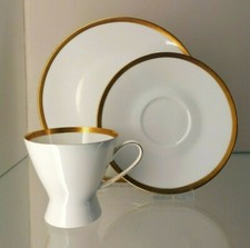 Rosenthal shape 2000 gold rim R. Loewy design coffee tea place setting 3 pieces 1. W.