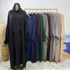 Muslim Abaya Kaftan Ramadan Women Loose Maxi Dress Hooded Moroccan Burqa Robe