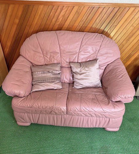 Pink leather arm chair - leather,