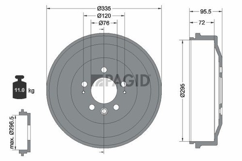 Pagid 61442 brake drum rear - 61442,