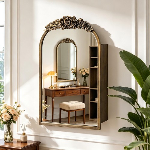 Bronze bathroom mirror cabinet - mirror,