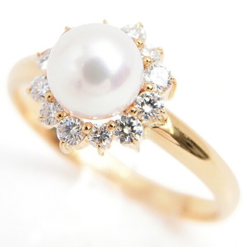 Pearl diamond ring 18k yellow - ring,