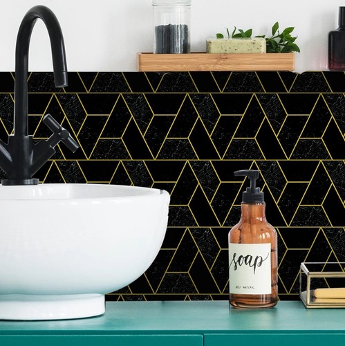 25pcs black gold - black, tile
