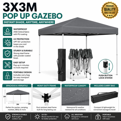 Pop gazebo 3x3m - gazebo, garden