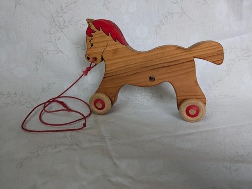 Vintage wooden horse pull toy - horse,