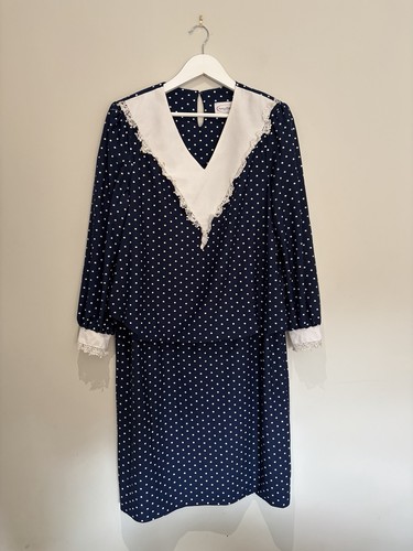 Vintage amy deb - navy, polka