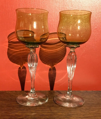 2x TALL WINE LIQUOR GLASSES