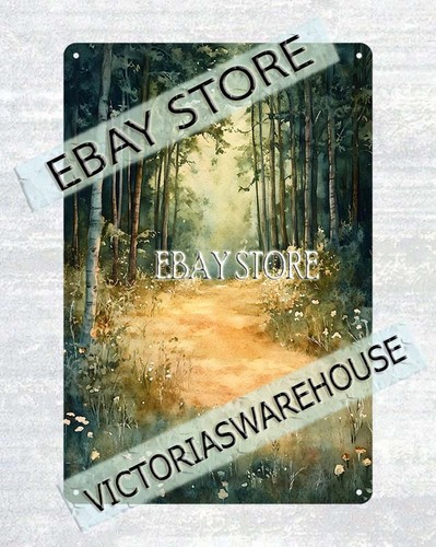 Woodland trail tin sign amber - woodland,