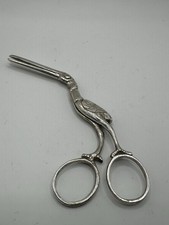 Antique Vintage Silver Stork Scissors for Sewing - "Birthing Scissors"