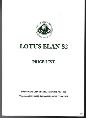 Lotus elan prices - lotus, optional