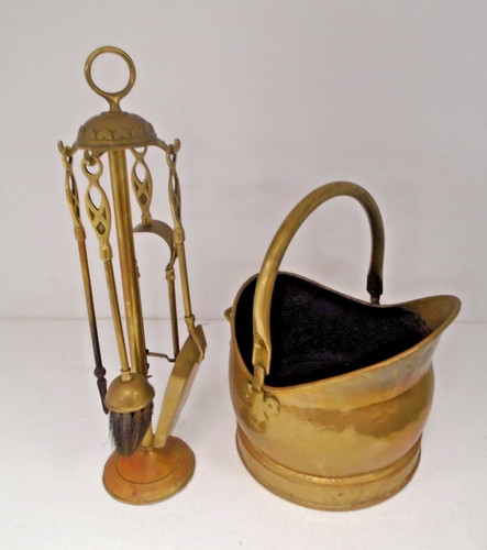 Vintage brass fireplace - vintage,