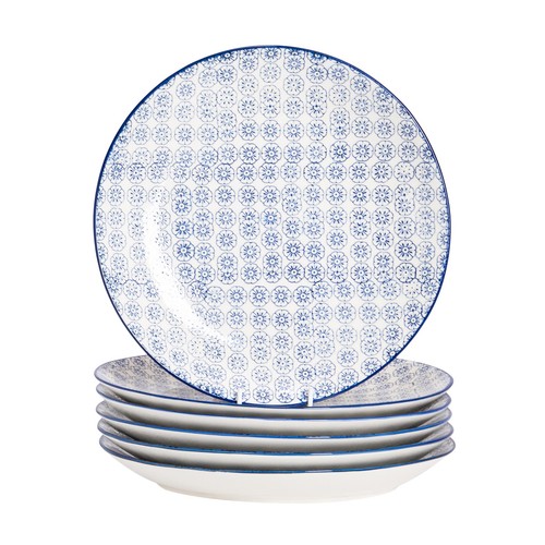 Hand printed dinner plates - hand-printed,