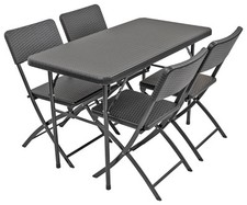 Woodside Rattan Effect Folding Garden Patio Furniture, Table & Chair Dining Sets