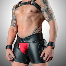 Men black genuine Leather