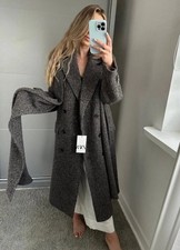 Zara Women'.ZW Collection Oversize Scarf Coat Dark Brown Size M/L Ref 9902/732