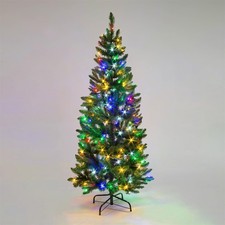 Christmas Tree Pre Lit Slim Pencil Pine Green Artificial Bushy XMAS Decor 4-8FT
