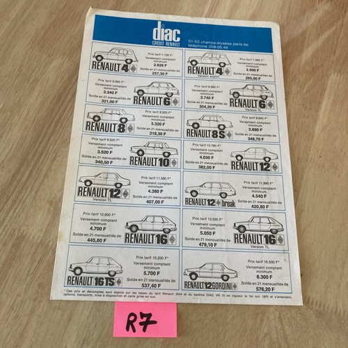 Renault 1970 car price list - price,