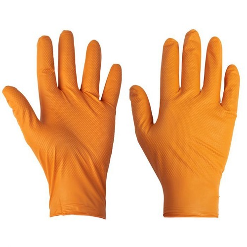 Orange grip nitrile gloves - nitrile,