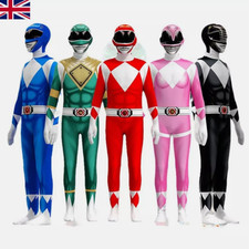 ✨Power Rangers Cosplay Costume Jumpsuits Kids Carnival Fancy Outfit Set Adult UK