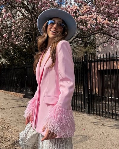 Zara blazer with feather cuffs - zara,