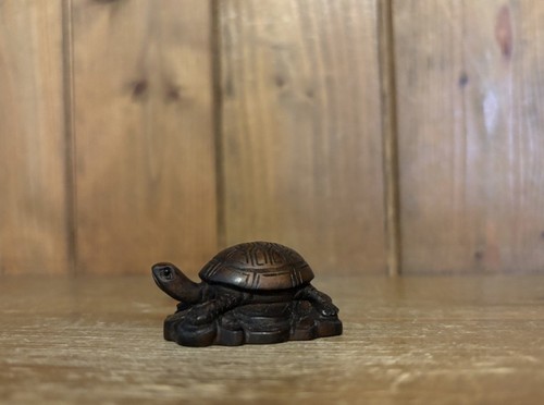 Vintage wooden carved tortoise - wooden,