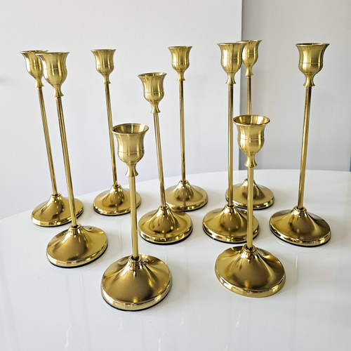 Set brass candlesticks - set,