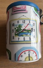 Cath Kidston Large Ceramic Storage Jar with Lid In Clocks Print VGC