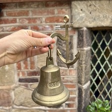Vintage Brass Bell Canal Boat Ship School Shop  Handle Nautical Clanger Anchor