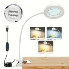 10X LED Magnifier Glass Desk Lamp With Light Stand Clamp Beauty Magnifying Lamp