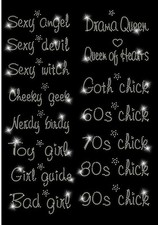 Iron on Hen Night Slogan Crystal t shirt Transfer Birthday 70s 80s Eighties