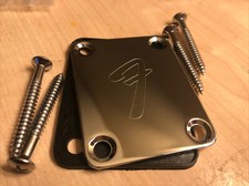 Fender “F” stamped 70s Chrome Neck Plate Includes Gasket & 4x Chrome Screws!