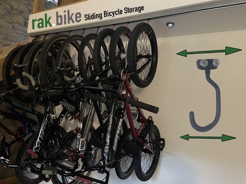 Sliding bicycle storage - bicycle, rack