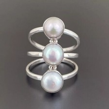 Pearl Solid 925 Sterling Silver Beautiful Handmade Popular Ring, All Size M1362