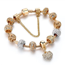 Luxury Crystal Heart Charm Bracelets&Bangles Gold Bracelets For Women Jewellery 